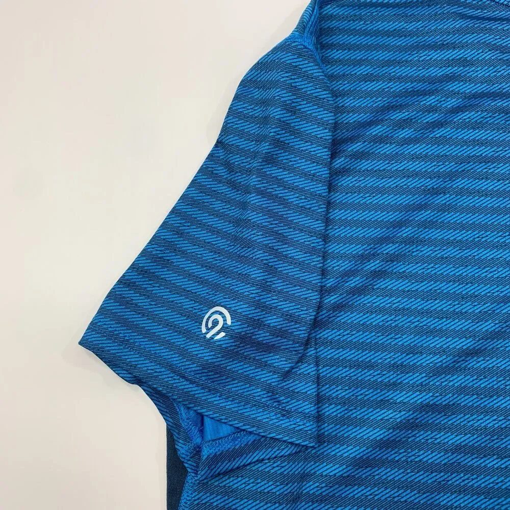 Champion Running T Shirt Mens M Medium Blue Striped Moisture Wick Stretch Tee - Picture 10 of 12